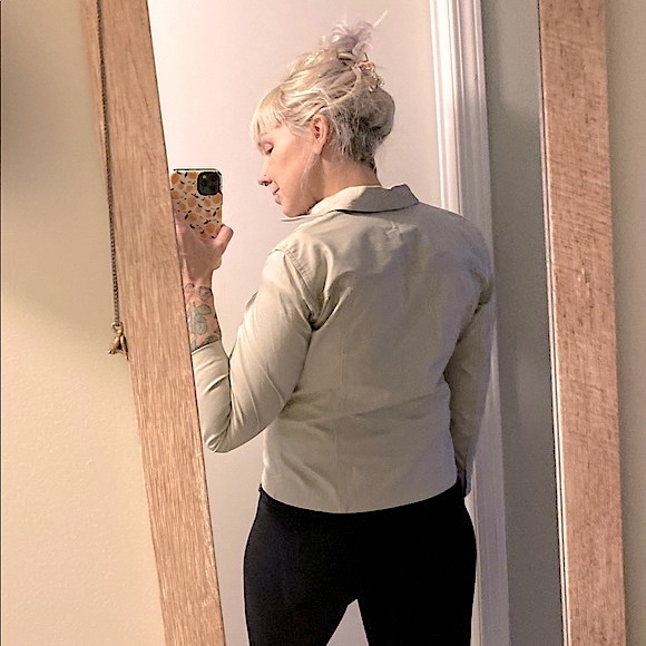 JONES & CO (NWOT) • Tan Lightweight Thin Zip-Up Cotton Jacket Coat • Size Small - Picture 4 of 16